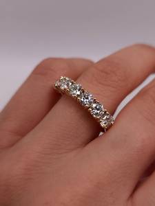 2.50 CT 7 Stone Lab Grown <b>Diamond</b> Gold Band <b>Ring</b> for Women | IGI Certified Luxury Wedding & Anniversary Stackable Bridal Jewelry - Product Image 2