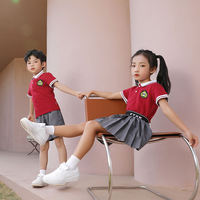 Ensemble uniforme d'été deux pièces ODM pour garçons et filles, design personnalisé, polos et jupes, uniformes scolaires pour enfants du primaire et du collège