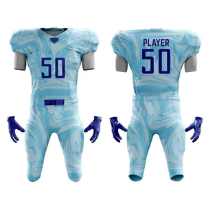 Conjunto de Uniforme de Fútbol para Hombre, Jersey y Pantalones con Patrón de Mármol Azul Claro y Blanco, Número 50, Poliéster Transpirable, Equipación para Adultos - Product Image 5