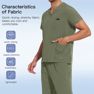 Dentist Nurse Medical <b>Doctor</b> Uniform Jogger Scrub <b>Set</b> Healthcare V Neck Scrub Workwear Men Uniform - Product Image 3