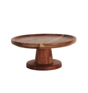Support à gâteau vintage artisanal 100% bois massif (mangue/acacia) écologique, style rustique et moderne, plateau de présentation de desserts - Product Image 1
