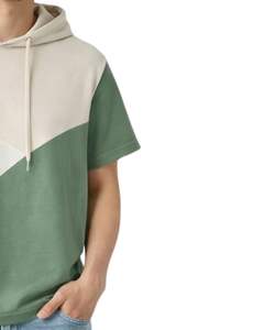 T-shirt à capuche personnalisé pour homme, manches courtes, beige et vert, style décontracté, en coton mélangé doux, idéal pour l'été, tendance - Product Image 4