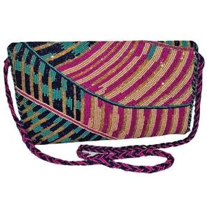 Sac à main artisanal indien de luxe, accessoire de mode décontracté pour le quotidien, avec poignée baguette en perles de verre colorées, accessoire d'art en cristal durable - Product Image 1