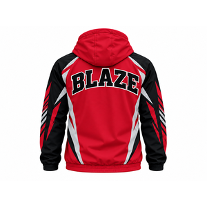 Sweat à capuche personnalisé pour équipes sportives Blaze, rouge, noir, blanc, avec demi-fermeture éclair, pull-over, veste avec numéro de joueur personnalisé, entraînement athlétique - Product Image 3