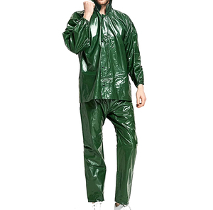Combinaison de pluie unisexe verte en polyester imperméable à manches longues pour toutes les saisons, avec impression numérique 140g et logo frontal - Product Image 1