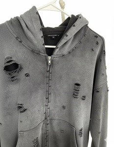 Sweat à capuche zippé pour homme en molleton 100% coton, coupe classique, infroissable, respirant, effet délavé, entièrement brodé, haute qualité 500 GSM - Product Image 6