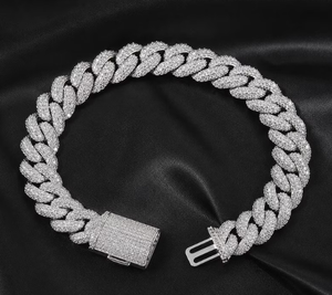 Pulsera de Cadena Cubana con Baño de Oro y Moissanita, Corte Brillante Redondo, Joyería Hip Hop para Hombres y Mujeres - Product Image 2