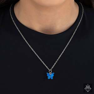 PRAO Mystical Ocean Blue Butterfly Resina Colgante Collar de moda Accesorio - Product Image 3