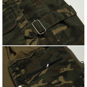 เสื้อกั๊กฝึกสุนัขทรงโมเดิร์นลายพรางพิมพ์ลายพร้อมกระเป๋าหลายช่อง คอวี มีซิปและตะขอเกี่ยวแบบคาราไบเนอร์ รับบริการ OEM - Product Image 4
