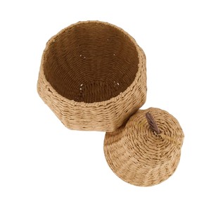 Pear Rattan Storage <b>Basket</b> <b>with</b> <b>Lid</b> Woven Fruit Shaped Toy Organizer Bin Cute Fruit Theme Kids Room Hamper - Product Image 3