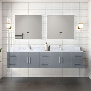 Gris Oscuro 84 Pulgadas Ancho x 22 pulgadas Mueble de Baño Doble con Encimera de Mármol de Carrara y Juego de Grifería para Baños Pequeños - Product Image 2