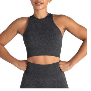 Custom Women Seamless High Neck Sports <b>Bra</b> Crop Top Gym Fitness Yoga Workout Stretch Breathable Activewear Set OEM Wholesale - Product Image 1