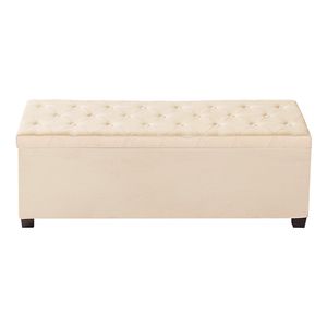 Banc de rangement capitonné avec cadre métallique, coffre relevable en lin rembourré, pour le bout du lit ou comme sacs de rangement latéraux - Product Image 4