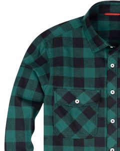 Chemise en flanelle à carreaux vert et noir pour hommes, coton et polyester, manches longues, boutonnée, pour les acheteurs en gros. - Product Image 4