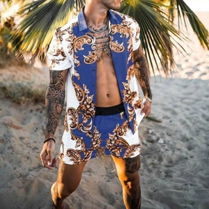 Camisa de Verano para Hombre, Estilo Exótico, Manga Corta, Tejida, Hiphop, Casual, Antiarrugas, Transpirable, Ecológica, Estampada - Product Image 5
