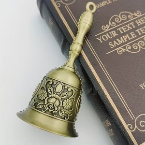 Campana de Mano de Latón Estilo Vintage, Campana Decorativa de Metal para Cena, Boda, Iglesia, Recepción de Hotel, Campana de Mano de Metal Resistente, Clásica - Product Image 3