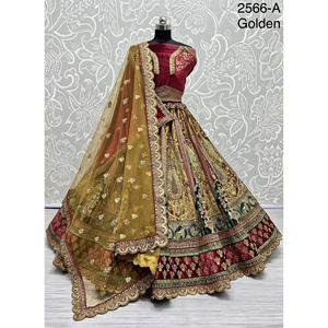 Fabzone Indian Bridal Velvet Collections Robe de mariée avec Zarkhan Work for Brides - Product Image 3