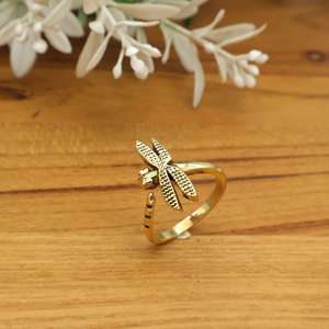 Dragonfly <b>Ring</b> Set Adjustable Gold & Silver Nature Inspired Jewelry, Bohemian <b>Statement</b> Insect <b>Ring</b> Gift for Her - Product Image 4