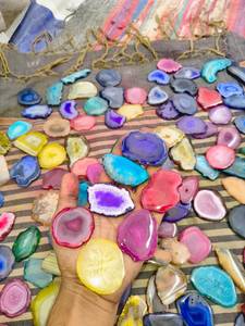 Tranches d'agate solaire teintes naturellement en gros, multicolores, polies, en quartz cristal géode, pour la fabrication de bijoux et les loisirs créatifs - Product Image 6