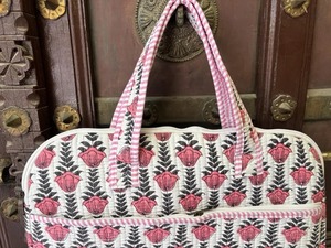 Funda de algodón acolchada hecha a mano para portátil con correa para el hombro y cierre de cremallera para documentos de compras, Modelo 100 Rajasthan - Product Image 2