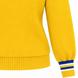 Pull en tricot personnalisé pour femme à manches longues et col en V, motif lettres, avec col et poignets rayés contrastants, style décontracté et tendance - Product Image 6
