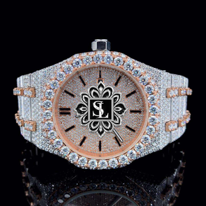 Reloj de Cuarzo con Diamantes de Aleación de Acero Inoxidable de 43 mm, Suministro Directo de Fábrica, Esfera de Cristal, Resistente al Agua 30 m, Estilo Hip-Hop para Hombre - Product Image 4