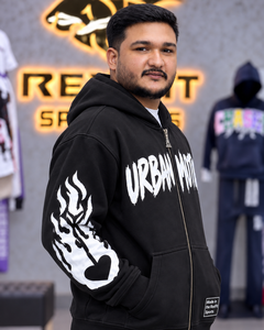 Custom <b>Black</b> <b>Zip</b> <b>Up</b> <b>Hoodie</b> Men Graphic Print Streetwear Oversized Fleece Sweatshirt Sleeve Art Custom Label Winter Casual <b>Hoodie</b> - Product Image 6