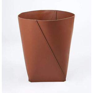 Poubelles cylindriques à poser au sol pour la maison et le bureau, en cuir véritable, faciles à transporter, design moderne - Product Image 4