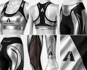 Women Metallic Yoga Set Sports Bra High Waist Leggings Gym Fitness Activewear Workout Clothing Custom Logo - Product Image 5