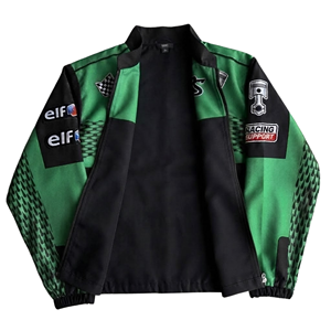 Custom Unisex Racing Motorcycle <b>Bomber</b> <b>Jacket</b> Full Zip Windbreaker % Cotton <b>Summer</b> Embroidered Logo Streetwear Motorsport - Product Image 3