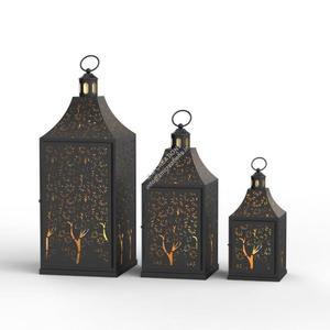 Juego de Faroles Colgantes de Hierro con Diseño de Árbol, Corte Láser, Resistentes al Óxido, Portavelas de Metal Duradero, Decoración Moderna - Product Image 1
