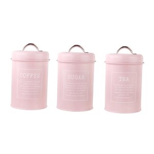 กระป๋องโลหะสีชมพูพร้อมฝาปิด ภาชนะเก็บของสุญญากาศสำหรับชา กาแฟ น้ำตาล อุปกรณ์จัดระเบียบครัว กระป๋องดีไซน์ทันสมัย - Product Image 6