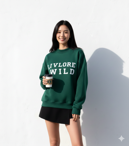 Sweat-shirt personnalisé imprimé en maille pour femme, col montant, en molleton de coton, décontracté, hiver-automne, écologique, style streetwear et sororité - Product Image 3