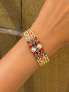Luxury Gold finish Pearl <b>Bracelet</b> Premium Handmade Indian Fashion Jewelry Wholesale Supplier Manufacturer OEM ODM - Product Image 3