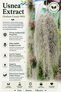 Fourniture directe d'usine de HGO d'extrait d'usnea naturel pur (qualité alimentaire) spécification Sodium Usnate 98% (extrait standardisé) - Product Image 2