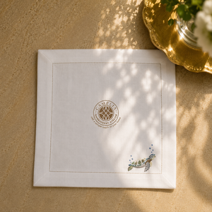 Modern Luxury Nautical Rope Embroidery Handmade Square <b>Linen</b> <b>Tablecloth</b> for Coastal Homes & Yacht Entertaining - Product Image 1