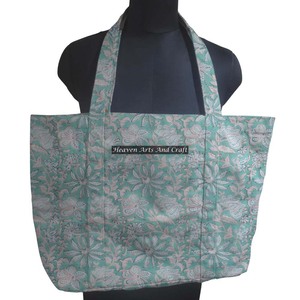 Bloc imprimé coton toile fourre-tout écologique sac à provisions Baho Hippie marché sac à bandoulière pour femme - Product Image 1