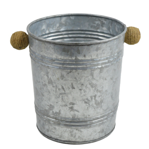 Pot de fleurs galvanisé de qualité industrielle en fer, design décoratif pour plantes vertes, finition gris intégral - Product Image 4