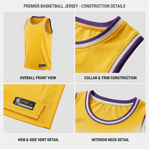 เสื้อบาสเก็ตบอลชาย Lakers James 23 แบบสั่งทำพิเศษ พร้อมชื่อทีม แห้งเร็ว 100% โพลีเอสเตอร์ สีเหลืองม่วง แบบซับลิเมชั่น - Product Image 5