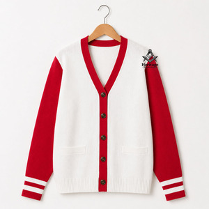 Suéter de punto para mujer con logotipo bordado de letras griegas Delta Sigma en acrílico rojo, venta al por mayor de regalia masónica herencia, personalizado - Product Image 4