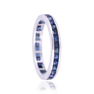 Anillo de Eternidad Cuadrado de Oro Blanco, Amarillo y Rosa de 18K con Esmeralda, Rubí y Zafiro, Joyería Fina con Piedras Preciosas para Aniversario de Bodas, a la Moda - Product Image 6