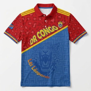 เสื้อเชิ้ตแขนสั้นสีแดงน้ำเงินสำหรับผู้ชาย Dr. Congo Les Leopards พิมพ์ลายดิจิตอลด้านหน้า ดีไซน์สปอร์ต ระบายอากาศได้ดี ผ้าถักเนื้อบรอดคลอธ - Product Image 2