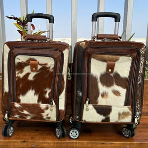 กระเป๋าเดินทางแบบมีล้อลากสำหรับผู้ชายหนังวัวขนาด14นิ้วกระเป๋าหนังแท้แบบสั่งทำใหม่ - Product Image 3