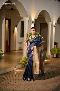 Premium Collection Festival Wear Khadi Raw Silk with Traditional Painted Madhubani Pallu & Zari Border Saree-Blouse Saree <b>Love</b> - Product Image 6