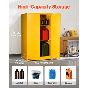 Armadio per Stoccaggio di Prodotti Infiammabili da 65 Galloni, 37,9 X 34,0 X 65,0 Pollici, in Lamiera Zincata a Freddo con Ripiani Regolabili, Attrezzatura per Stoccaggio Chimico - Product Image 3