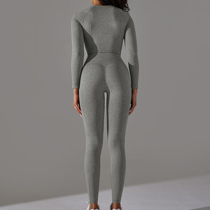 ชุดออกกำลังกายแบบซับลิเมชั่นสำหรับผู้หญิง ชุดกีฬาแฟชั่นทันสมัย โลโก้ด้านหน้าแบบเรียบ ไร้รอยต่อ เหมาะสำหรับชุดออกกำลังกายสำหรับผู้หญิง - Product Image 3