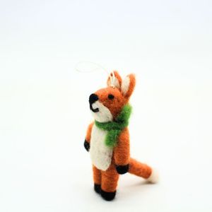 Handmade Needle Felted Fox Christmas Tree Hanging Ornament <b>Wool</b> Felt Animal Decoration - Product Image 2