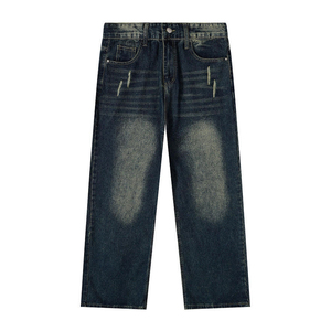 Jeans pour hommes en gros, coupe ample, couleur indigo, pour marques streetwear américaines, fournisseur OEM en gros, étiquette privée - Product Image 4