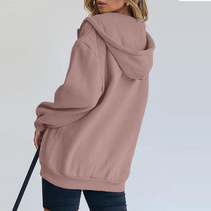 Best <b>Sale</b> Women's Oversized Lightweight <b>Zipper</b> Hoodie Front 100% Cotton Eco-Friendly Breathable Casual Wear OEM Customizable - Product Image 2