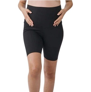 Short de maternité compressif taille haute noir, respirant, en Spandex et Nylon, effet push-up, pour la grossesse, style cycliste, personnalisable, faible MOQ - Product Image 1